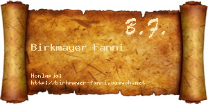 Birkmayer Fanni névjegykártya
